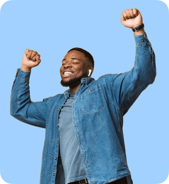 Happy customer celebrating with Kaiglo BNPL service