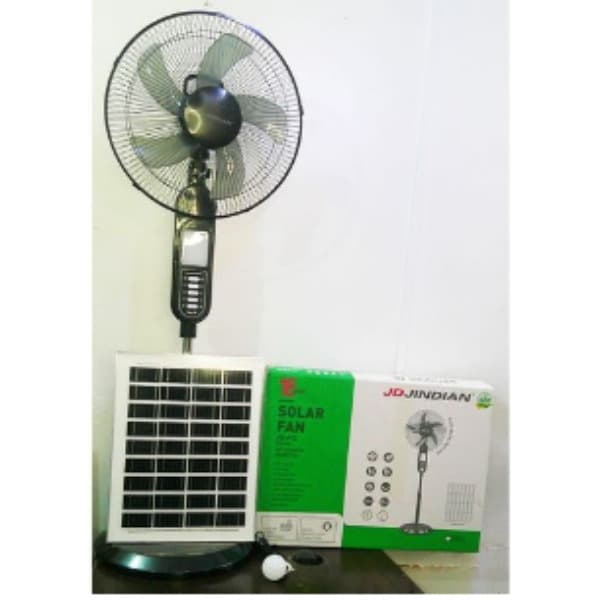 JD JINDIAN 16-Inch Solar Rechargeable Standing Fan – with Solar Panel