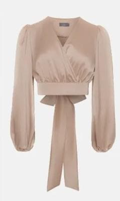 Crop Wrap Top - Beige